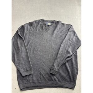 Tommy Bahama V Neck Sweater Mens Large Gray 100% Cotton Long Sleeve Casual